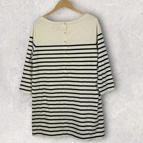 Sezane Striped Shift Dress Size Large Madewell Button Back Cream Black Mini Boho - Picture 5 of 13